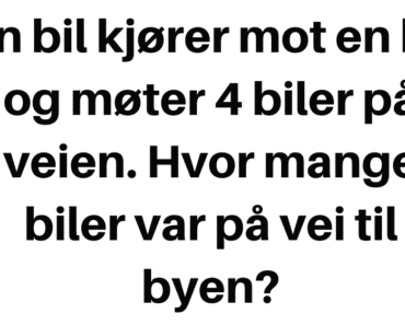 En bil kjører mot en by og møter 4 biler på veien. Hvor mange biler var på vei til byen?