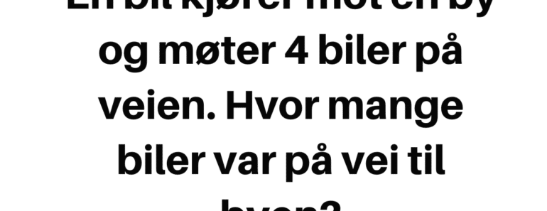 En bil kjører mot en by og møter 4 biler på veien. Hvor mange biler var på vei til byen?